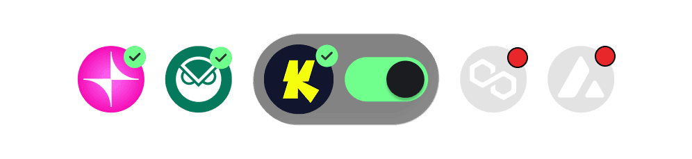 Networks with a toggle that turns one of them on