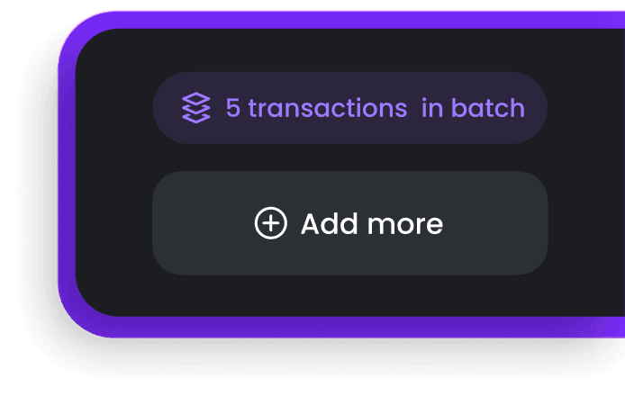 Five transactions queued up in a single batch