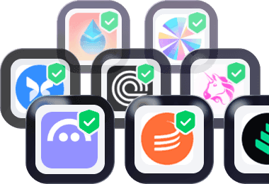 A cluster of connected app icons
